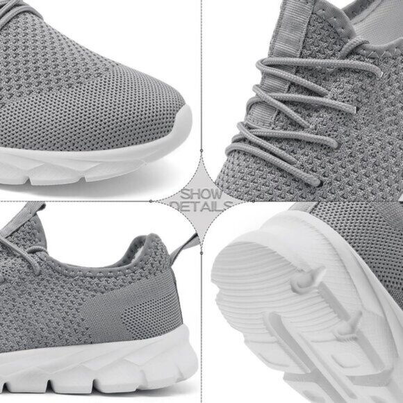 ⚡Mens Grey/White Running Fashion Tennis Walking Lightweight Athletic Sneakers - Picture 5 of 7